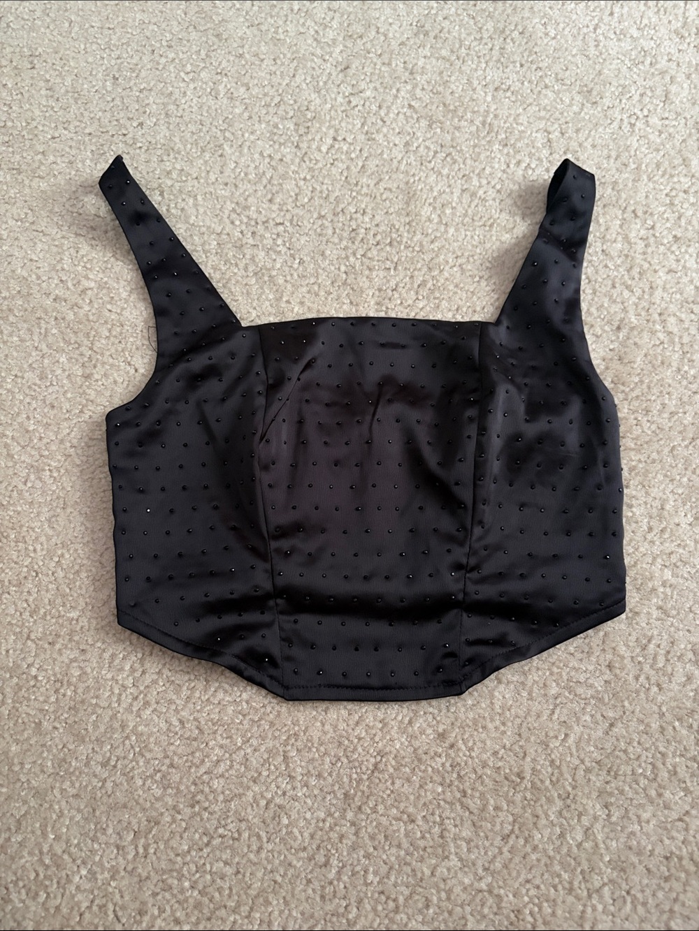 Wild Fable Black Rhinestone Satin Crop Top